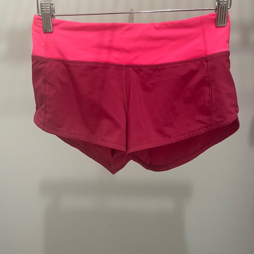 speed up pink two tone lululemon shorts (discontinued rare)